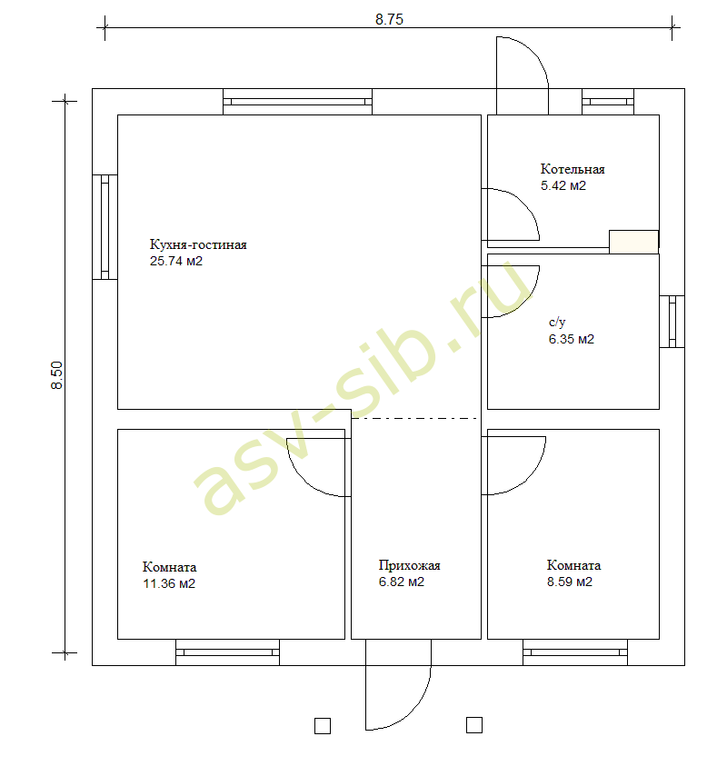 Планировка небольшого дома по проекту П64-П60