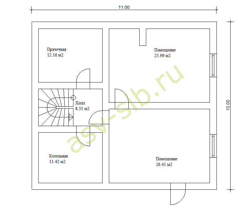 План цокольного этажа дома из клеёного бруса по проекту Б238-215