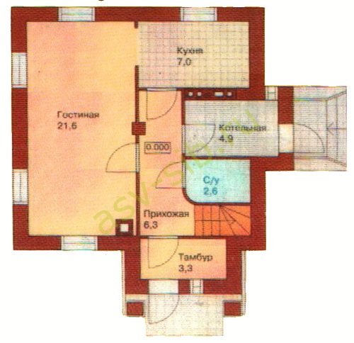 План первого этажа небольшого дома у озера Байкал.